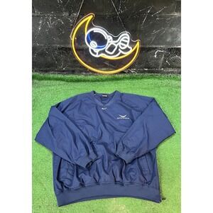 Vintage Nike Windbreaker Pullover Jacket V-Neck Center Swoosh Blue Adult Size XL